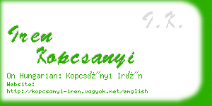 iren kopcsanyi business card